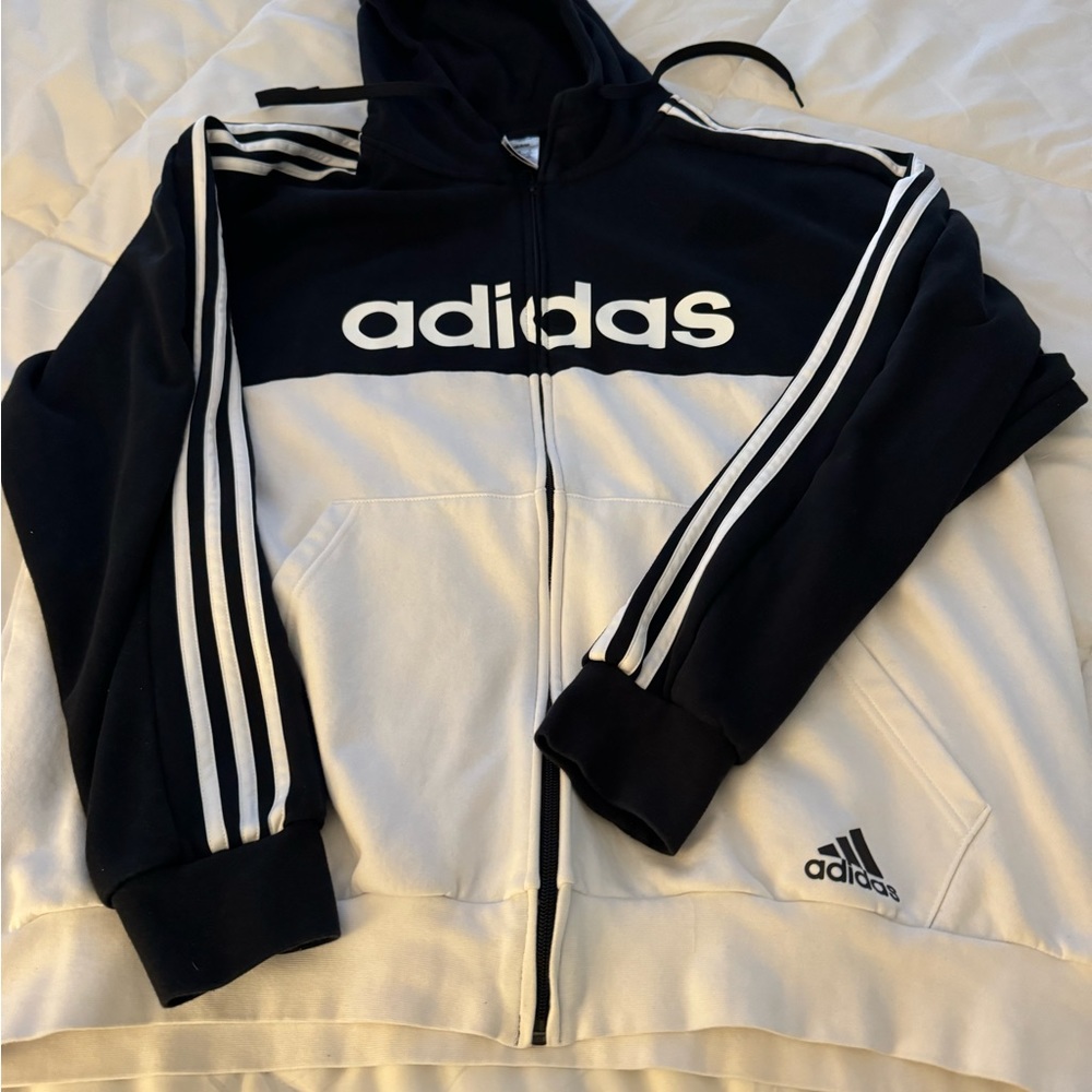 Black and White Adidas sweater/hoodie. Size 2XL